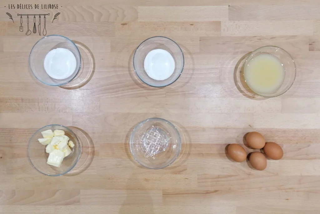 Ingrédients pour une crème au citron