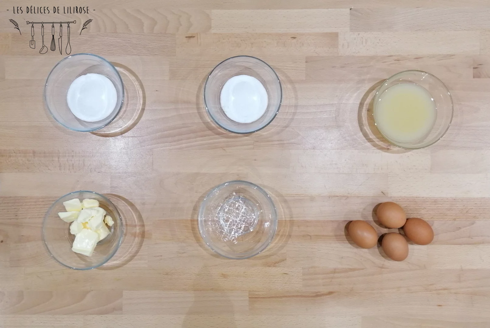Ingrédients pour une crème au citron